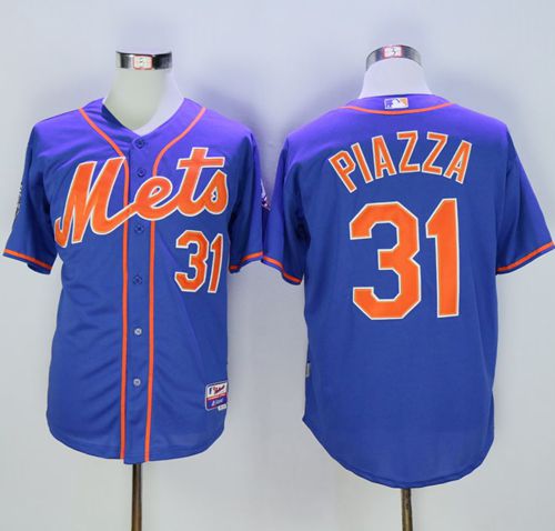 Mets #31 Mike Piazza Blue Alternate Home 2016 Hall Of Fame Patch Stitched MLB Jersey - Click Image to Close